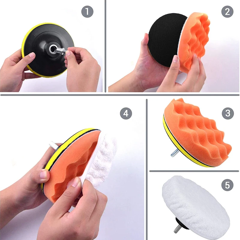 6pcs/8pcs/set Car Polishing Sp - مراجعة Polish Pad Set Buffer وسعره