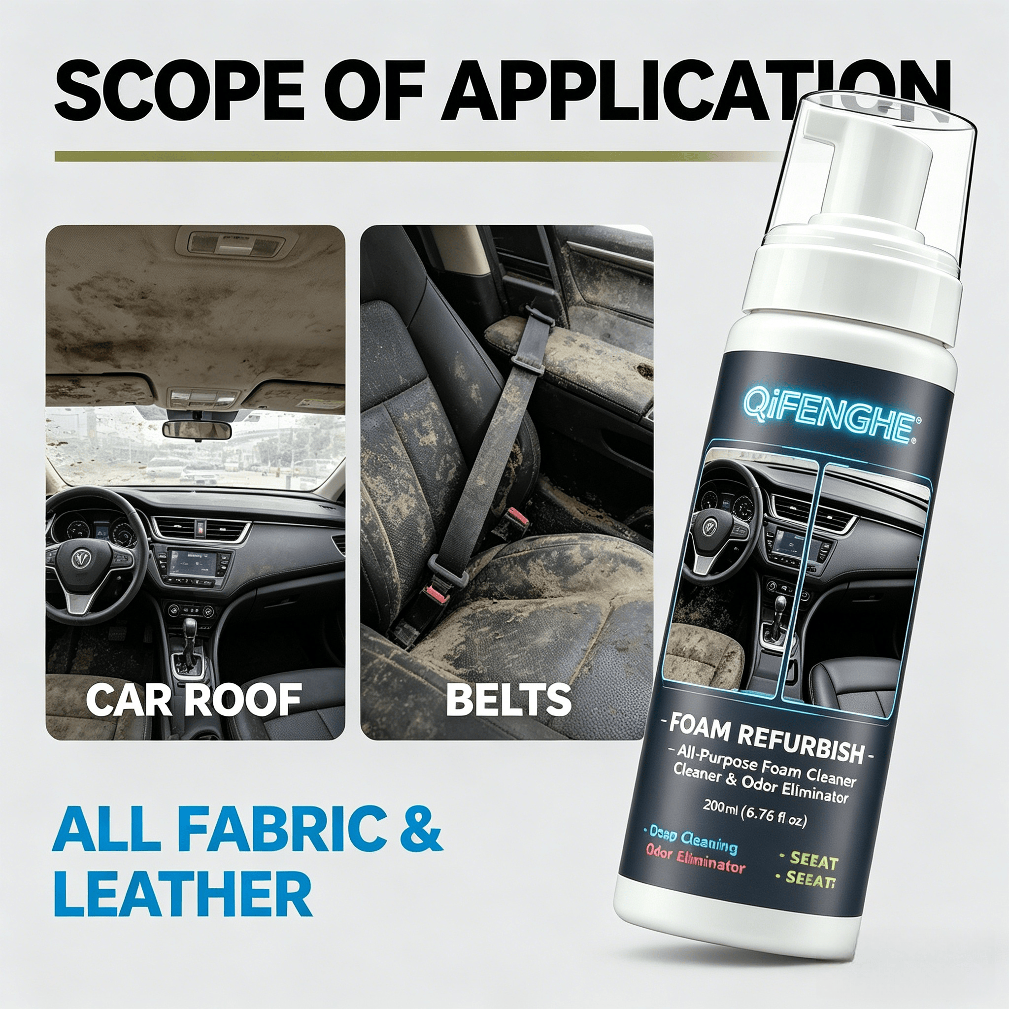 200ML No Rinse Car Foam Cleane - مراجعة Odor Eliminator Car وسعره