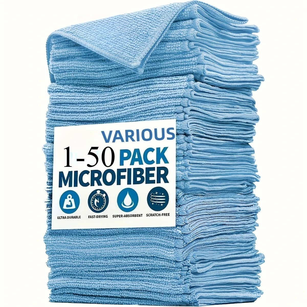 1-50pcs Light Blue Microfiber  - مراجعة Microfiber Towel Detailing وسعره