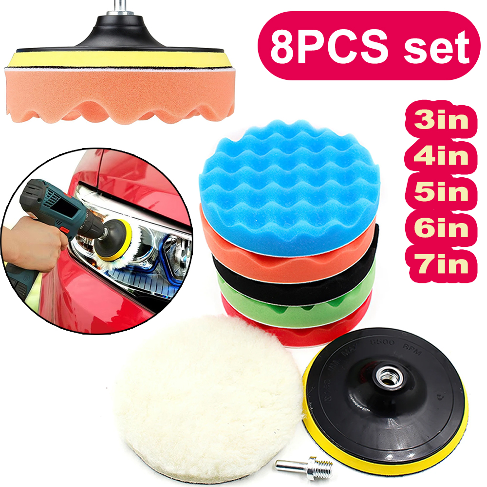 8Pcs Car Polishing Pads Kit 3/ - مراجعة Polish Pad Set Buffer وسعره